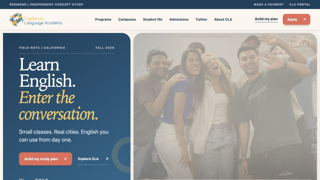 California Language Academy konsept eğitim web sitesi